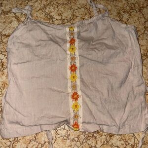 Vintage Y2K Retro Crop Top Cottage Core Open Back Flowers Medium